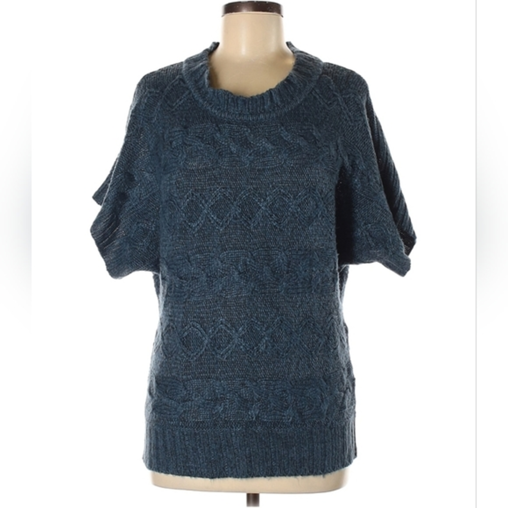 Cable Knit Sweater Woman’s Medium Blue Forever 21‎ Short Sleeves Y2K f21 euc